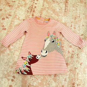 Baby Boden Pink and White Striped Horse Dress